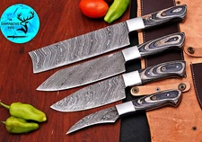 CUSTOM HANDMADE FORGED DAMASCUS STEEL CHEF'S KNIFE SET KITCHEN KNIVES 990