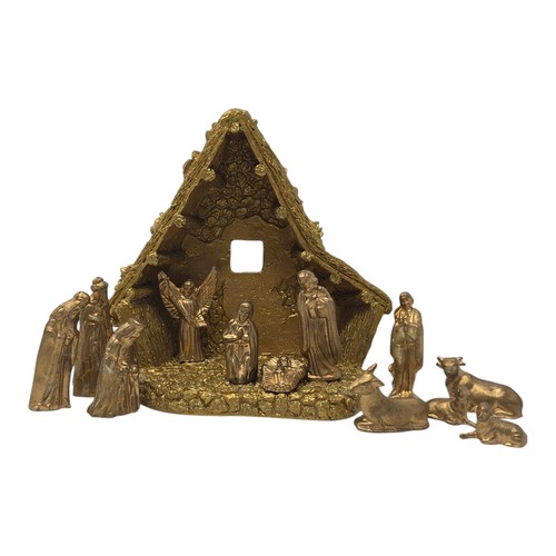 Gold Christmas Nativity Set Vintage Plastic Mini 13 Piece Miniature Set - Picture 2 of 18
