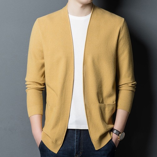 Men's Buttonless Cardigan Jacket Solid 