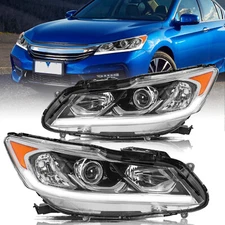 For 2016-2017 Honda Accord OE Style Halogen LED DRL Headlights Assembly Pair