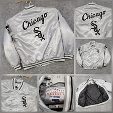 VTG Chicago White Sox JH Design Jeff Hamilton Mens L Large MLB Bomber Jacket