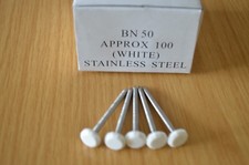 100x Poly Top Pins 50mm White Black Fascia Plastic Headed Fixing Soffit Nails