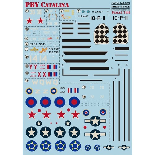 Print Scale 144-003 Decal for airplane 1:144 PBY Catalina Waterslide decals - Picture 16 of 24