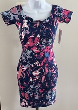 NWT Design Lab Bodycon Dress Ladies Sz XS Blue Pink White MSRP $78