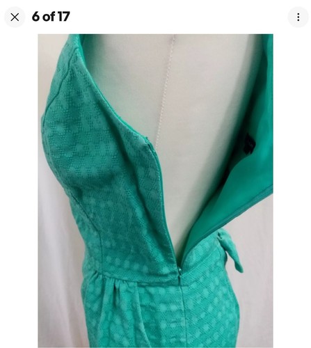 River Island UK 12 Bow Back Textured Sleeveless Green Dress With Pockets Party - Picture 5 of 6