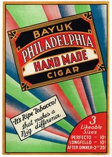 ORIGINAL CIGAR ADVERTISING ART DECO SIGN POSTER VINTAGE 1930S BAYUK PHILADELPHIA