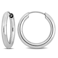 Amour 14k White Gold 15mm Hoop Earrings