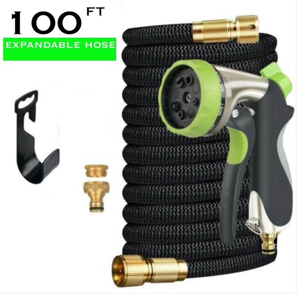 50- 100 Feet Retractable Expandable Garden Hose Magic  + Spray Gun 3750 D Fabric - Image 3 of 3