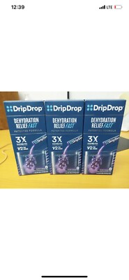 (3) DRIP DROP ORS Concord Grape  Dehydration Relief 3X The Electrolytes 8CT Each