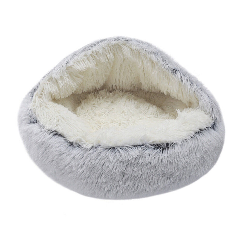 Pet Dog Cat Bed Round Plush Kitten Warm Sleeping Nest Bed Cat Igloo