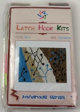 Yakoleci Handmade Series Latch Hook Rug Kit ATOM 23.6 x 15.8" Blue Tan Brown NIP