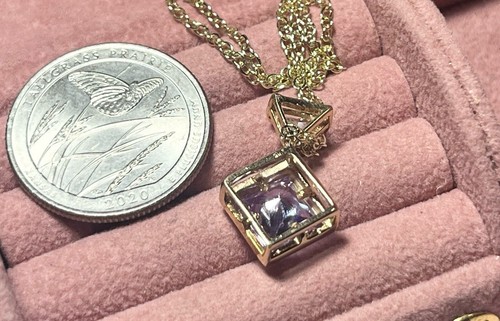 14k yellow gold Tanzanite Stone pendant Trillion Cut 2.60G 17.3mm 2.6mm Bail - 第 9/10 張圖片