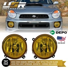 DEPO JDM Yellow Glass Fog Lights Set FIT 02-03 Subaru Impreza RS / WRX GDA GDB