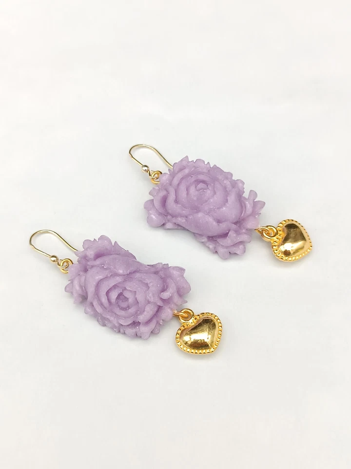 Orecchini donna pendenti viola rosa monachella argento 925 Sacro Cuore - Immagine 4 di 4