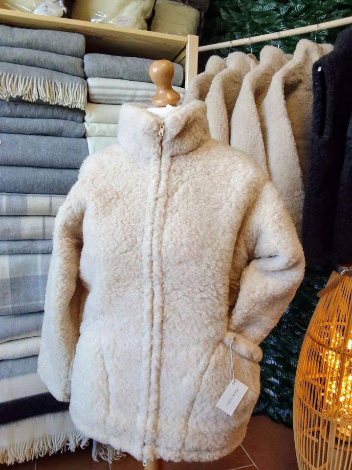 Wolljacke MERINO Schurwolle 100% Merinowolle - beige - Größen XS bis XXL - Bild 3 von 4