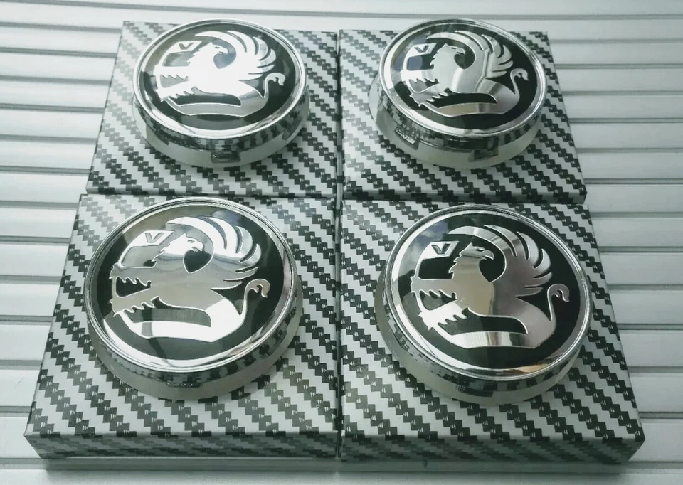 4x VAUXHALL ALLOY WHEEL CENTRE HUB CAPS BLACK-CHROME 60mm ADAM CORSA ASTRA VXR - Image 2 of 4