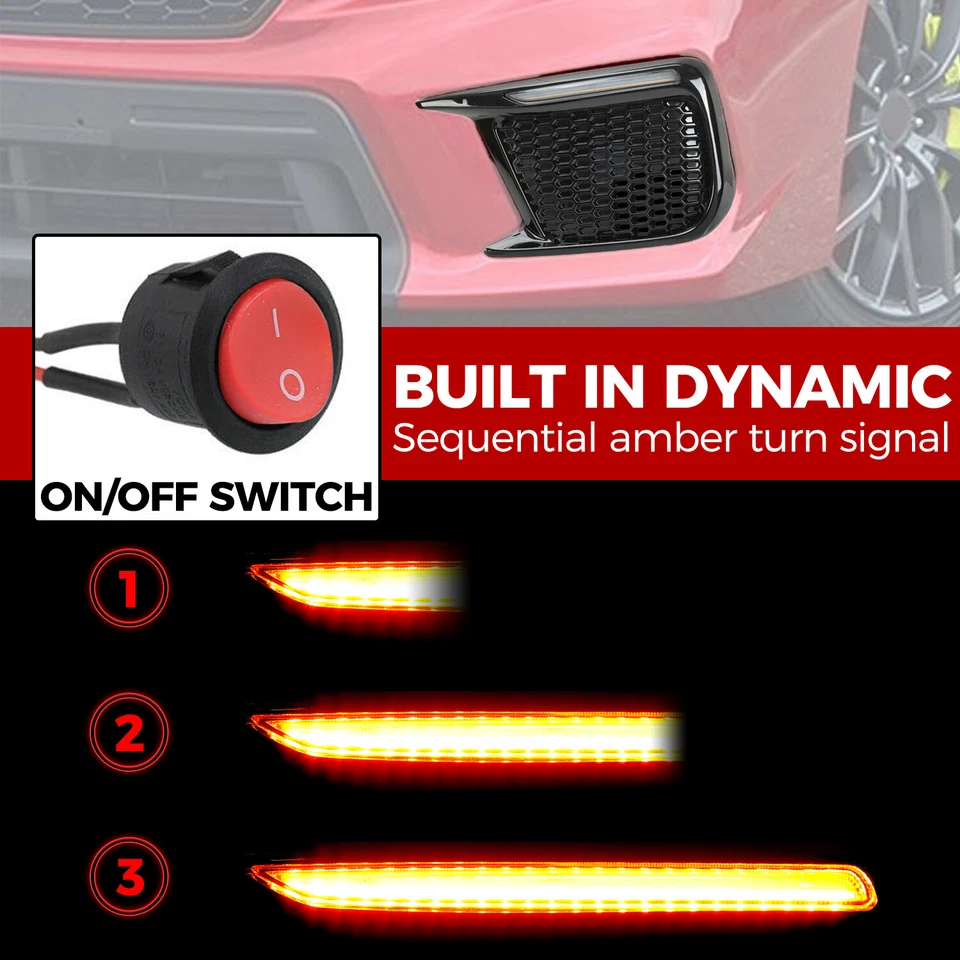 Biseles de luz antiniebla LED DRL secuencial/conmutador trasero diestro y derecho para Subaru WRX STI 2018-up Foto 2 de 4