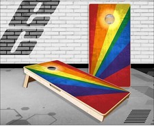 Rainbow Colored Cornhole Boards Bean Bag Toss Game