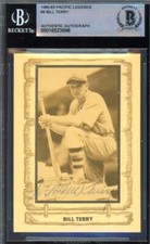 Bill Terry Beckett BAS Signed 1980-83 Pacific Legends Cramer Autograph
