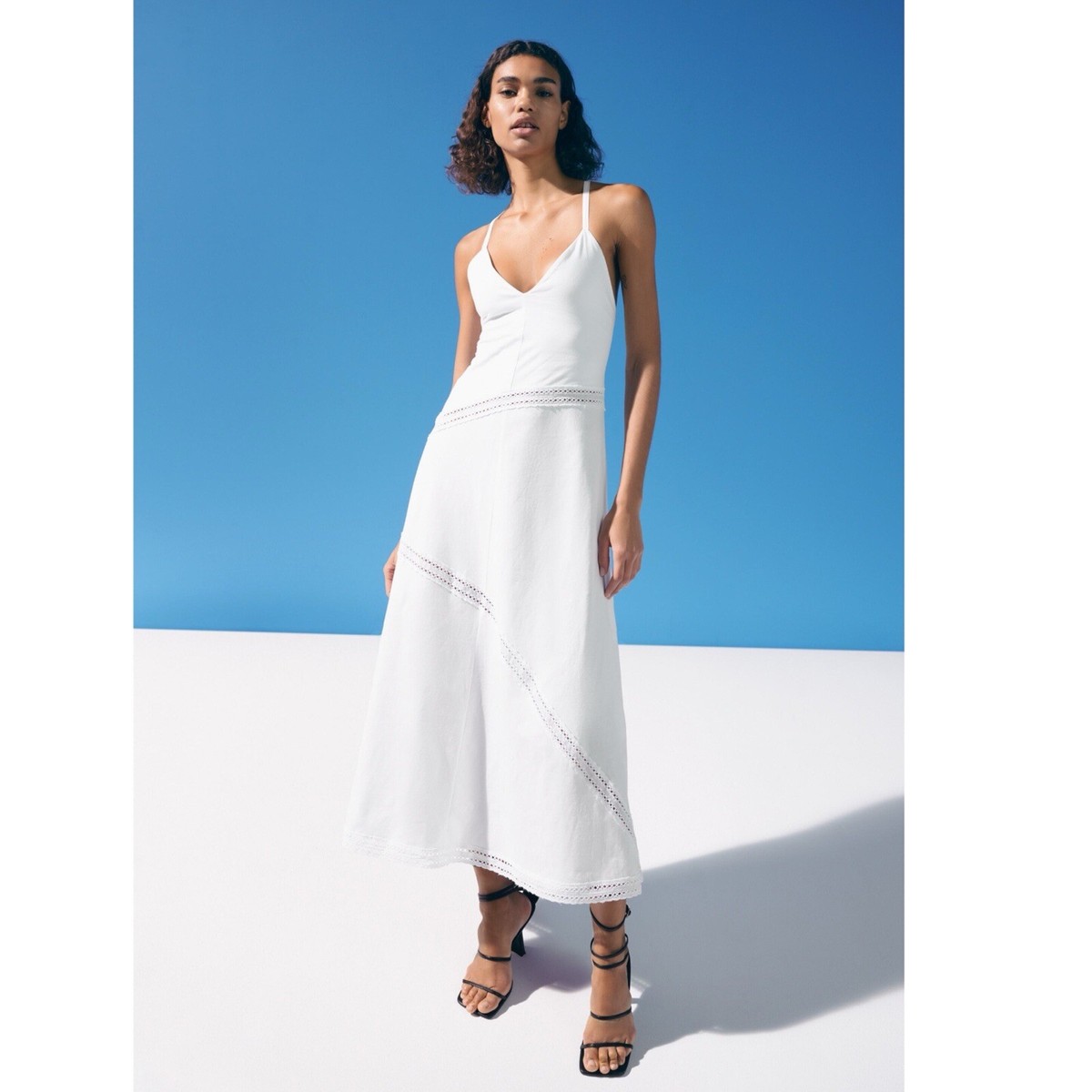 ZARA - mi ZARA ❤️sz M SS24 MIDI SAND COMBINATION CROCHET DRESS REF