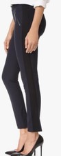 Rebecca Taylor Ava Techy Ankle Pant Navy Contrast Tuxedo Black Stripe 27 Waist