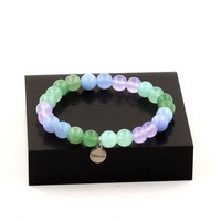 Mineralien Und Edelsteine. Perlenarmband Angelit + Aventurin + Aquamarin