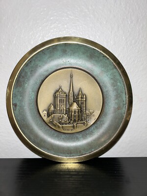 VINTAGE RARE SIGG SWITZERLAND BRONZE WALL HANGING PLATE GENEVE 7.5 