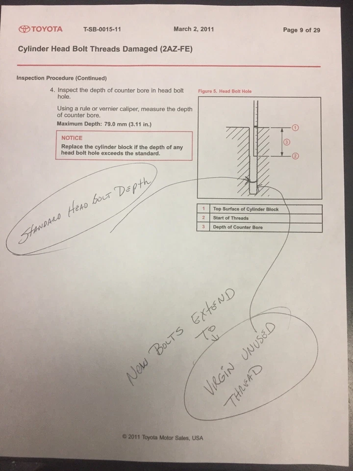 2000-2006 TOYOTA 2.4/2.0 1AZFE and 2AZ-FE HEAD BOLT SET, AVOID DOING TIMESERT - Image 4 of 4