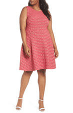 Leota Womens Heavy Blue Circle Ava Fit Flare Plus Dress Size 2L 18