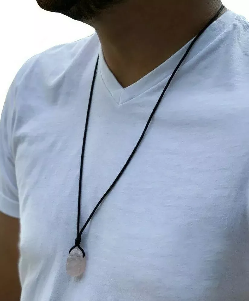 Mens rose quartz necklace deals