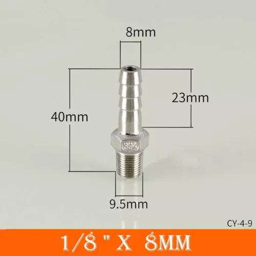 Stainless Male Thread Pipe Fitting x Barb Hose Tail Connector BSP 1/8" to 4" - Bild 5 von 86