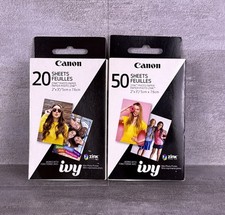 Canon Zink Ivy Photo Paper 2  x 3  LOT OF 2 70 Sheets Total New In Box