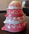 Pyrex Pink Gooseberry Cinderella Mixing Bowl Set 441 442 443 444 Vintage