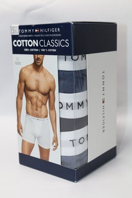 Tommy Hilfiger Mens 5-Pack Cotton Classics Boxer Briefs M Blue Gray Black