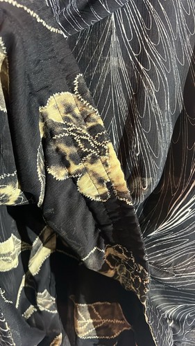 CHICO'S Oversized Jacket Gold Thread Leaf Windbreaker Full Zip Hooded Sz 2 (M) - Picture 5 of 7