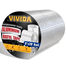 Aluminum Butyl Tape 6" × 20', Waterproof Aluminum Foil Butyl Sealing Tape for...