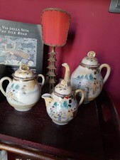 Antico Set da Tè Giapponese Art Déco 1930 - Dipinto a Mano - Geisha e Oro - 3pz