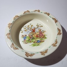Royal Doulton Bunnykins Nursery Bowl English Fine Bone China Apple Picking Scene