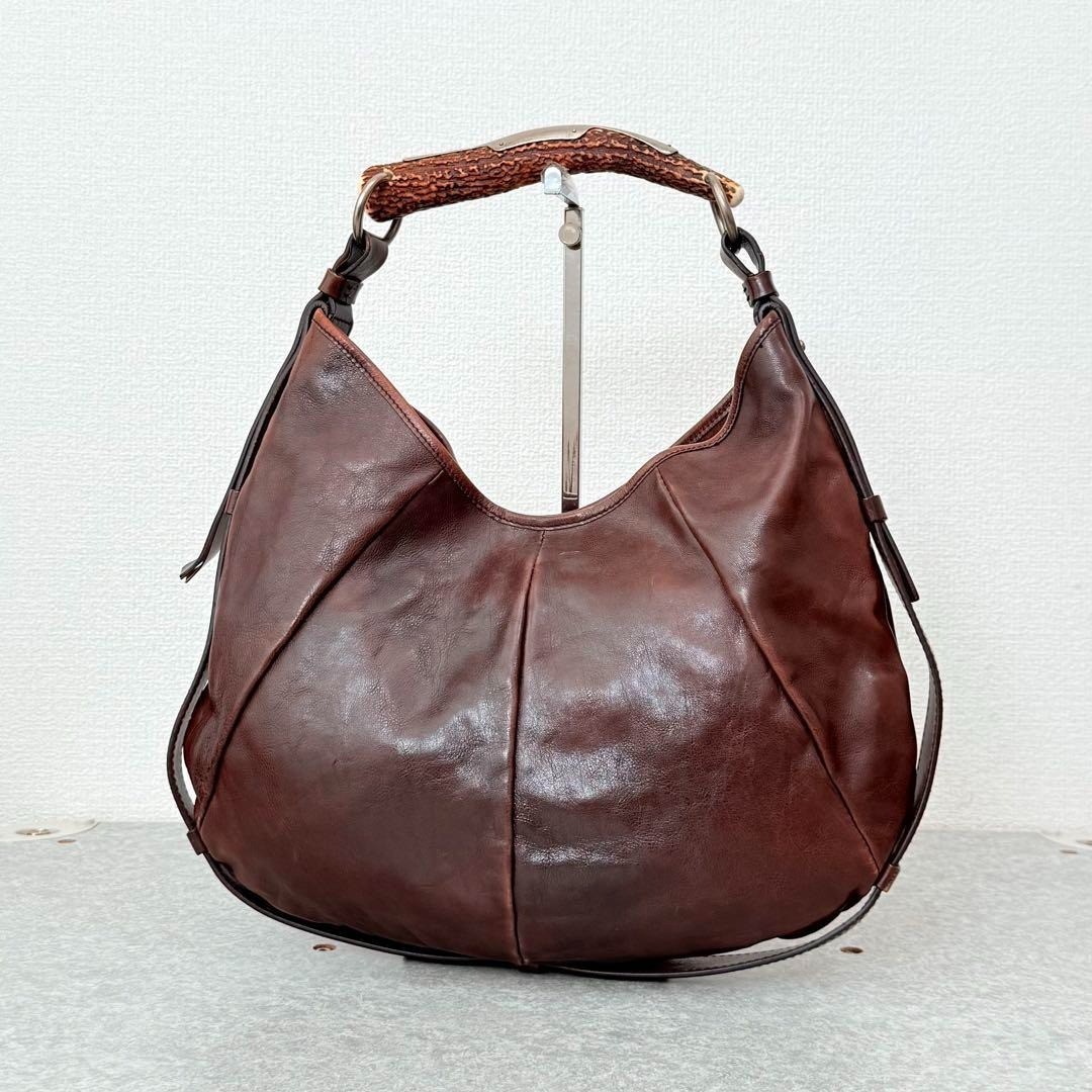 Borsa a tracolla Yves Saint Laurent Mombasa Rive Gauche in pelle marrone anni 2000