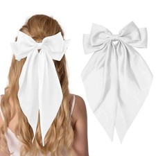 Big Bow Hair Clips for Girls Silky Satin Hair Bows Large Hair Barrettes Cute ...