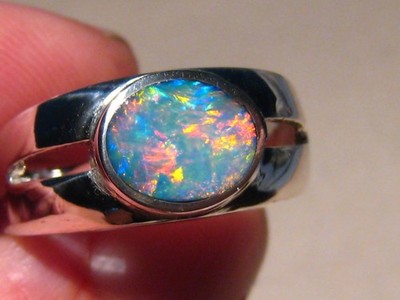 1,5 ct. Herren Opal Ring, Sterlingsilber, Größe 11 1/4, KEINE GRÖßÄNDERUNG