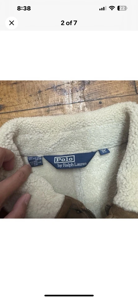 SALE.  POLO Ralph Lauren Shearling Lined Suede Car Coat Sz XL Ranch Western - Image 2 of 4