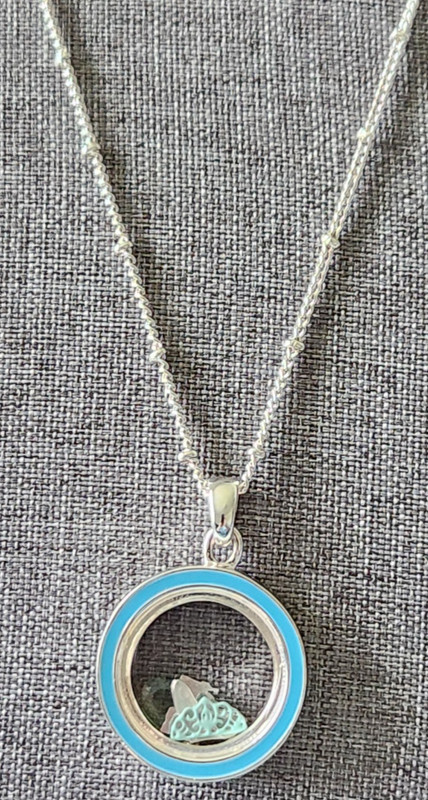 Disney Cinderella Floating Charm Locket Necklace Silver Tone Disneyland 23"