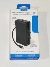 myCharge RetractaCharger 10000mAh Portable Charger w/ Retractable USB-C Cable