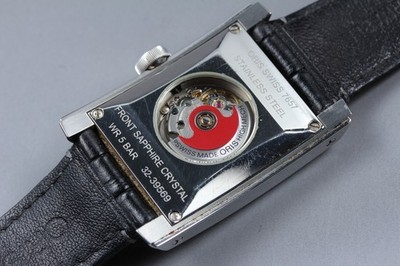 Near MINT] Oris 7657 Rectangular Date Roman Black AT Mens Watch