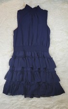 NWOT 1.State Sleeveless Dress Womens Large magenta Ruffled Tiered Smocked Mini