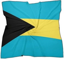 Bahamas Flag Head Scarf for Women Square Neck Head Scarf Lightweight Chiffon ...