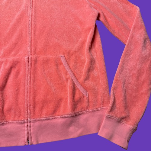 Juicy Couture M Top S Pants Terry Cloth Tracksuit Vintage Y2K Coral Pink Pocket - Picture 3 of 18