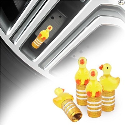 4PCS Cute Duck Tire Valve Stem Caps, Leak-Proof Universal Valve Stem Covers with
