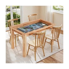 Board Game Table with Removable Tabletop, 52" x 29" Play Area With 4 Cup Holders